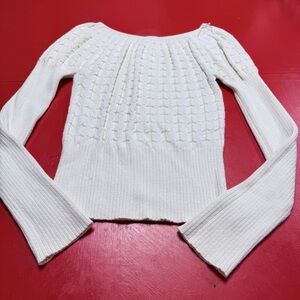 INTUITIONS OFF WHITE CROTCHET SWEATER